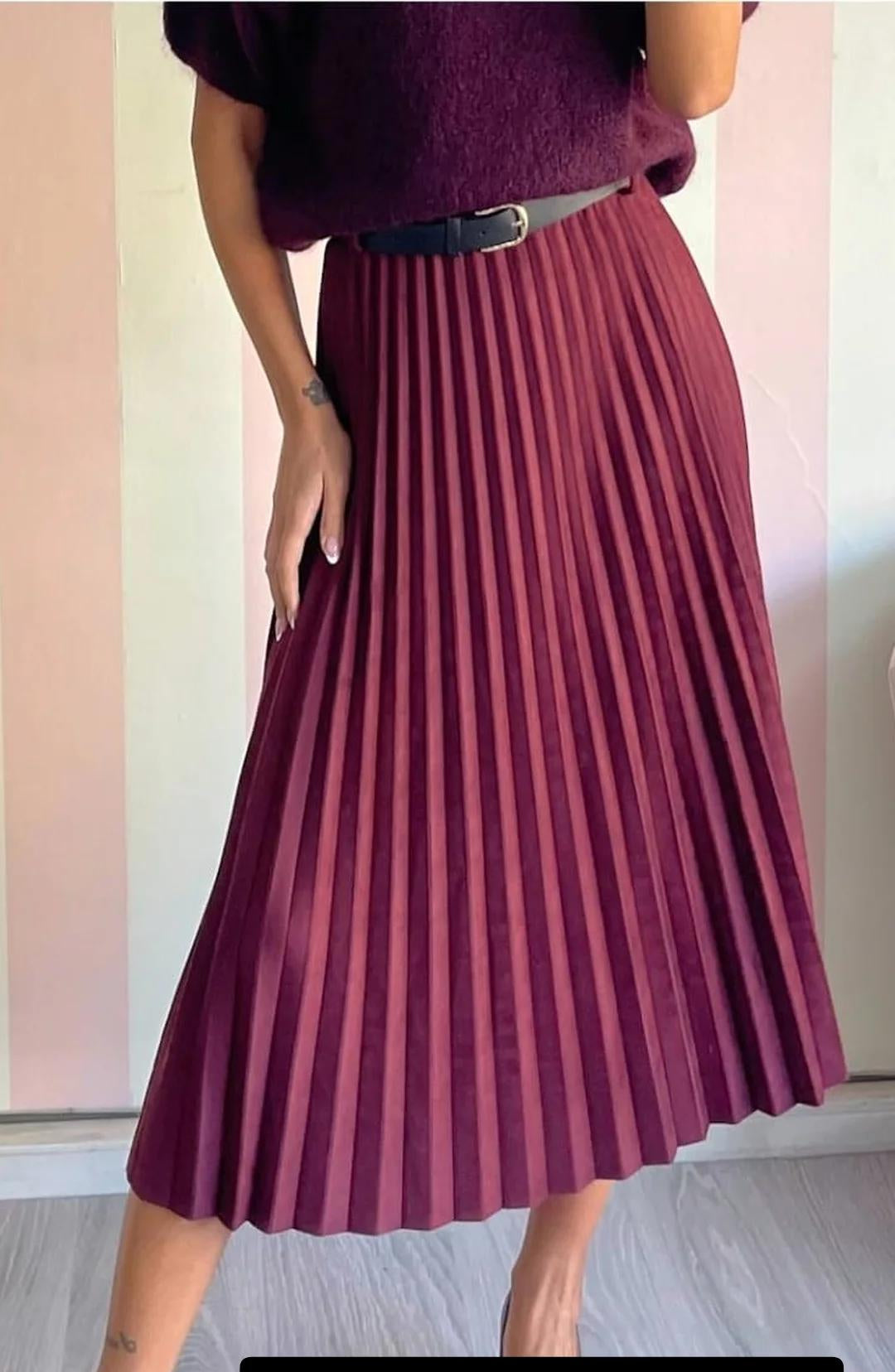 Gonna plissè scamosciato